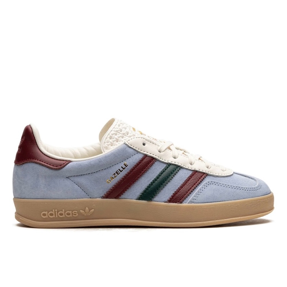 Adidas Gazelle Sneakers in Light Blue and Burgundy